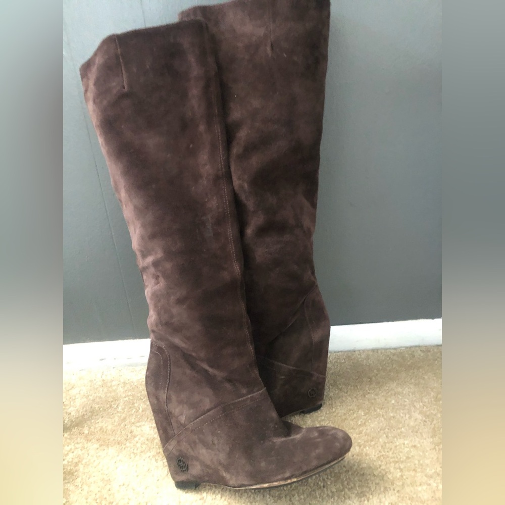 House of Harlow Simona Boots - Suede Knee-High Wedge Heel - sz. 39